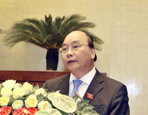  Thủ tướng Nguyễn Xuân Phúc trình Quốc hội cơ cấu tổ chức của Chính phủ nhiệm kỳ 2016-2021. Ảnh: VGP/Nhật Bắc 