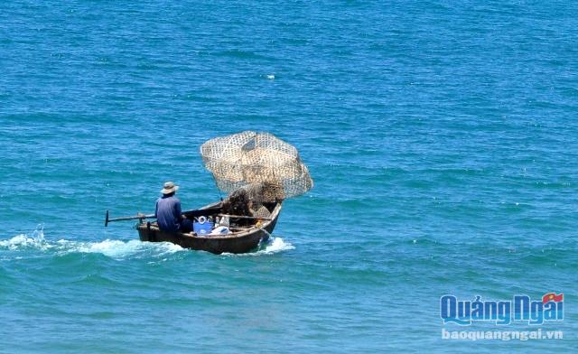Ngư dân mang bóng ra biển để thả dụ mực
