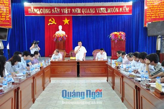 Quang cảnh buổi làm việc của đoàn khảo sát của Ban Tổ chức Trung ương tại huyện ủy Ba Tơ