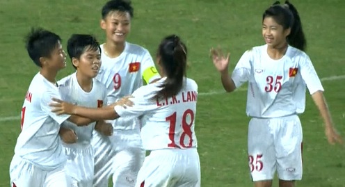 ĐT U16 nữ Việt Nam thắng đậm ĐT U16 nữ Palestine