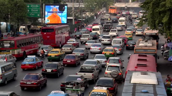 Tình trạng kẹt xe tại thành phố Bangkok, Thái Lan - Ảnh: Footage