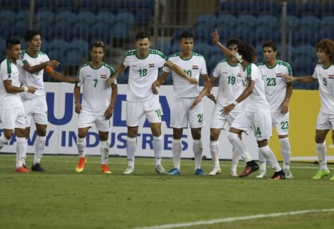 Các cầu thủ Iraq ăn mừng bàn thắng vào lưới Triều Tiên. Ảnh: AFC
