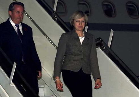 Thủ tướng Anh Theresa May đã đến Ấn Độ (Nguồn: AFP)