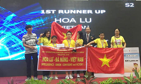 Trường Hoa Lư (TP Đà Nẵng) giành giải nhì cuộc thi Robothon Quốc Tế 2016