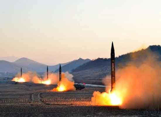 Hình ảnh vụ thử 4 tên lửa đạn đạo của CHDCND Triều Tiên ngày 6-3-2017 do KCNA công bố