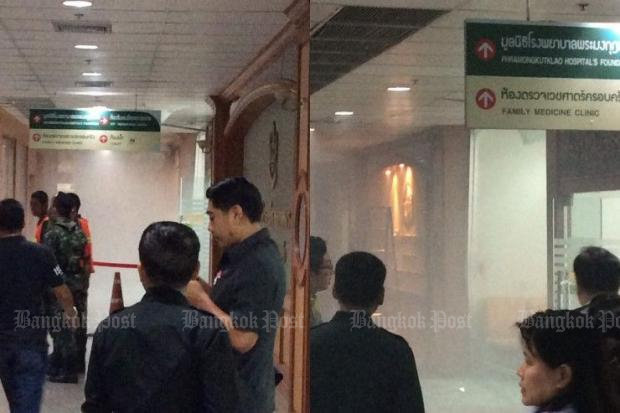  Hiện trường vụ nổ tại bệnh viện Phramongkutklao trưa ngày 22-5 - Ảnh: Bangkok Post