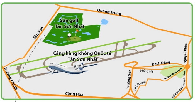 Khu vực sân golf nằm trong sân bay Tân Sơn Nhất - Ảnh tư liệu Tuổi Trẻ