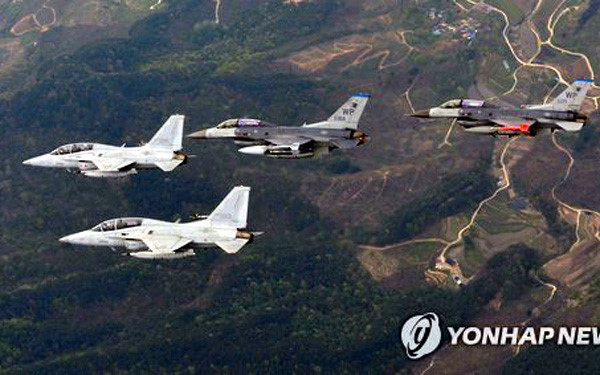 Máy bay Mỹ và Hàn Quốc trong cuộc tập trận hồi tháng 4. (Ảnh: Yonhap)