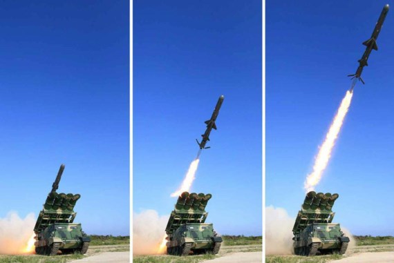 Hình ảnh vụ phóng tên lửa đất đối hạm ngày 8-6-2017 do báo CHDCND Triều Tiên Rodong Sinmun công bố