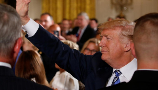 Tổng thống Donald Trump trong một sự kiện tại Washington ngày 1-8 - Ảnh: Reuters