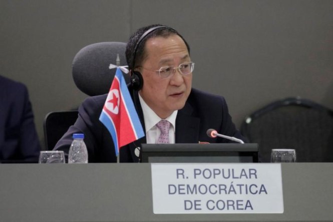 Ngoại trưởng Triều Tiên Ri Yong Ho trong hội nghị của Phong trào không liên kết năm 2016 - Ảnh: Reuters
