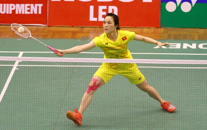  Vũ Thị Trang thi đấu nỗ lực ở trận chung kết đơn nữ Giải Vietnam Open 2017. Ảnh: T.P