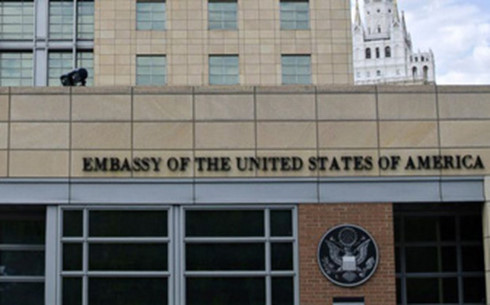 Đại sứ quán Mỹ tại Nga. Ảnh: AP