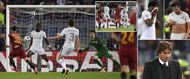 HLV Conte và Chelsea đã phải nhận trận thua đậm trên sân của Roma