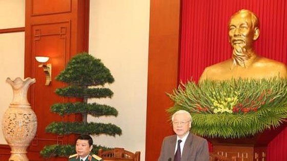  Tổng Bí thư Nguyễn Phú Trọng phát biểu tại buổi gặp mặt. Ảnh: TTXVN