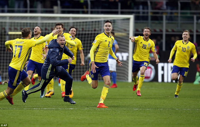   Trái ngược với Italia, niềm vui vô bờ bến đã đến với các cầu thủ Thụy Điển