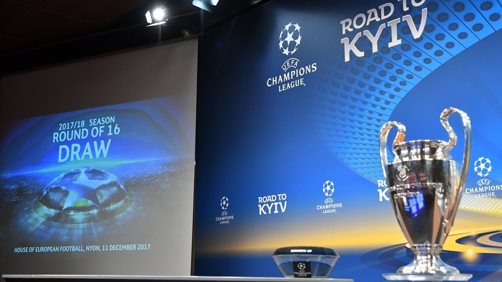 Lễ bốc thăm vòng loại trực tiếp Champions League 2017-18 diễn ra lúc 18 giờ, tại trụ sở UEFA ở thành phố Nyon, Thụy Sĩ. Ảnh: UEFA