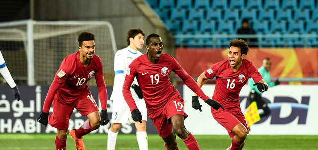 Niềm vui chiến thắng của các cầu thủ U23 Qatar