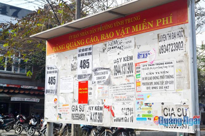 Mô hình bảng quảng cáo, rao vặt miễn phí được áp dụng tại phường Vĩnh Trung, TP.Đà Nẵng.