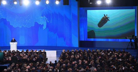 Tổng thống Putin giới thiệu vũ khí mới trong thông điệp liên bang hôm 1-3 Ảnh: SPUTNIK