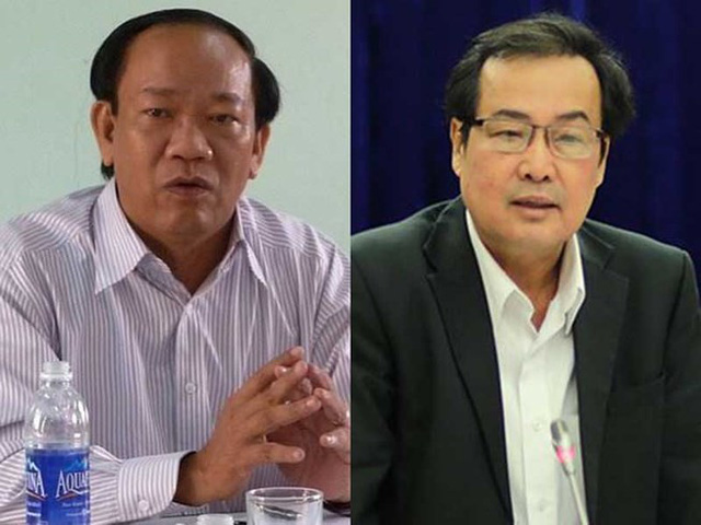 Ông Đinh Văn Thu (trái) và Huỳnh Khánh Toàn cùng nhận hình thức kỷ luật cảnh cáo về mặt chính quyền