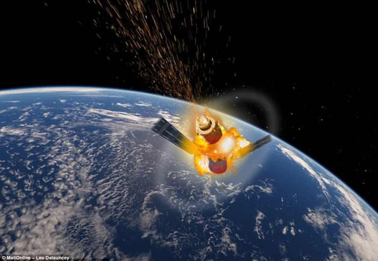  Mô phỏng thời điểm Thiên Cung-1 tái xâm nhập khí quyển. Ảnh: Mail Online