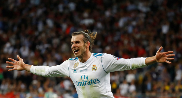 Niềm vui của Bale sau khi ghi bàn cho Real - Ảnh: REUTERS