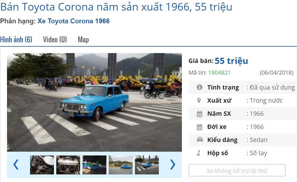 Giá của chiếc Toyota Corona đời 1966 chỉ ngang với những chiếc xe tay ga như Yamaha NVX hay Honda SH Mode.