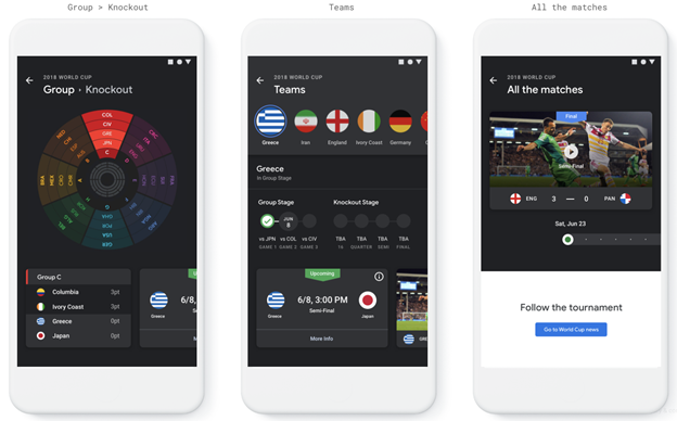 Tận dụng tính năng sẵn có của Google để theo dõi World Cup 2018. - Ảnh: GOOGLE