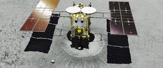 Tàu vũ trụ Hayabusa2 sẽ đổ bộ tiểu hành tinh Ryugu lấy mẫu đá về nghiên cứu sự phát triển hệ mặt trời và nguồn gốc sự sống. Ảnh: JAXA