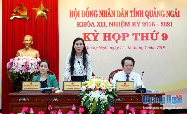 Chủ tịch HĐND tỉnh Bùi Thị Quỳnh Vân phát biểu tại phiên thảo luận
