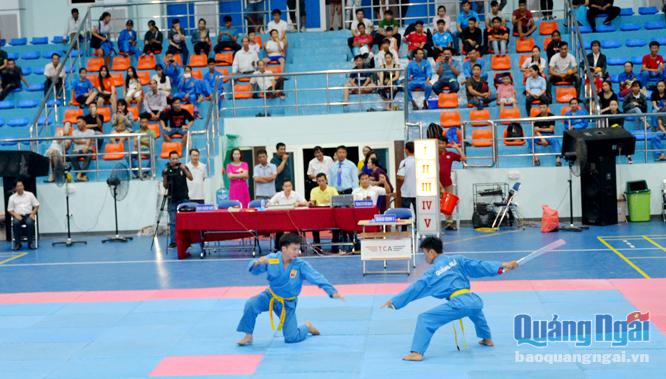 Các võ sĩ tham gia thi đấu nội dung Vovinam tại Đại hội TDTT tỉnh lần thứ VI - năm 2018.