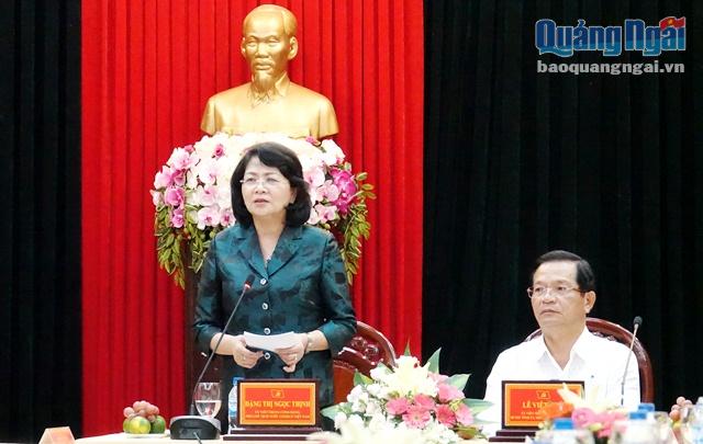Phó Chủ tịch nước Đặng Thị Ngọc Thịnh phát biểu tại buổi làm việc