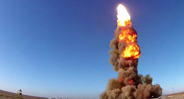 Vụ phóng thử tên lửa của Nga ở bãi thử Sary Shagan ở Kazakhstan (Ảnh: Bộ Quốc phòng Nga)