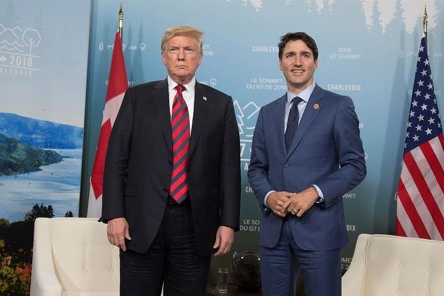  Tổng thống Mỹ Donald Trump và Thủ tướng Canada Justin Trudeau. Ảnh: Reuters