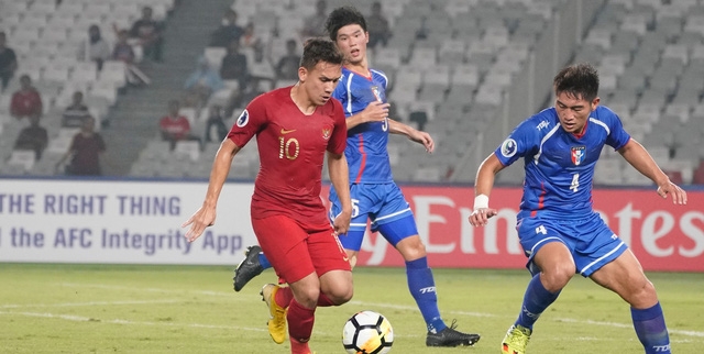 U19 Indonesia đánh bại Đài Bắc Trung Hoa tại giải U19 châu Á 2018