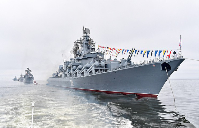  Tàu tuần dương tên lửa Varyag, soái hạm thuộc Hạm đội Thái Bình Dương của Nga. (Ảnh: TASS)