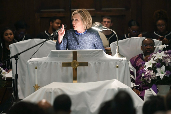 Bà Clinton trong buổi phát biểu tại thành phố Selma, bang Alabama vào hôm 3/3. Ảnh: AP.