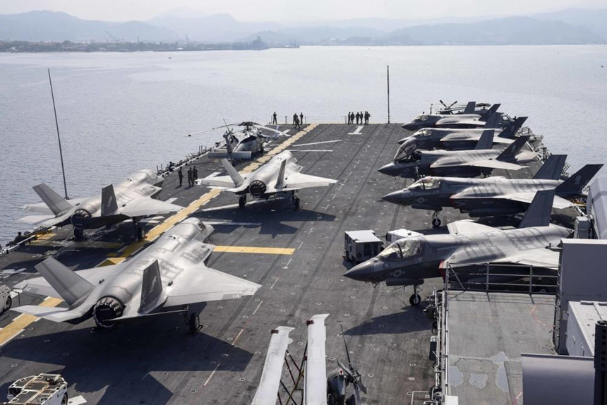 Tàu đổ bộ tấn công USS Wasp đến tập trận ở Philippines với số lượng F-35B nhiều chưa từng có. Ảnh: Hải quân Mỹ.