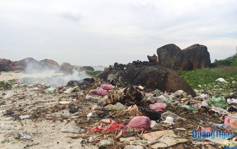 Người vứt rác thải và đốt bừa bãi trên bãi biển
