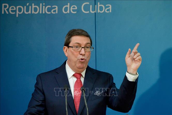 Ngoại trưởng Ngoại giao Cuba Bruno Rodriguez phát biểu tại cuộc họp báo ở thủ đô La Habana. Ảnh: AFP/TTXVN