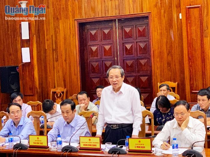 Ủy viên BCH Trung ương Đảng, Bí thư Tỉnh ủy, Chủ tịch HĐND tỉnh Hoàng Đăng Quang phát biểu tại buổi làm việc. 