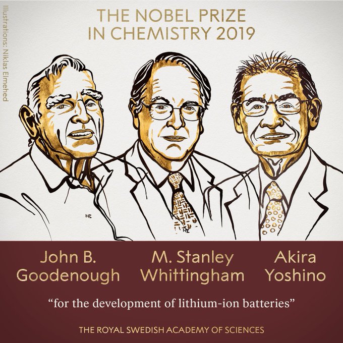Các chủ nhân giải Nobel Hóa học 2019.