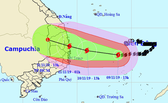 Sơ đồ dự báo bão số 6 của Trung tâm dự báo khí tượng thủy văn quốc gia