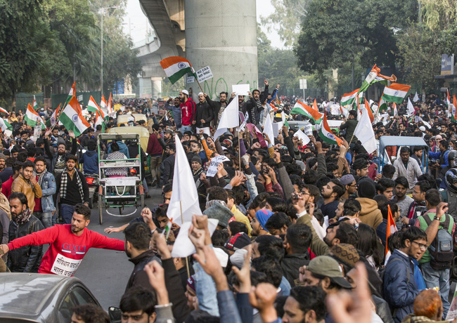 Người biểu tình tập trung tại New Delhi, Ấn Độ, ngày 18/12/2019. 