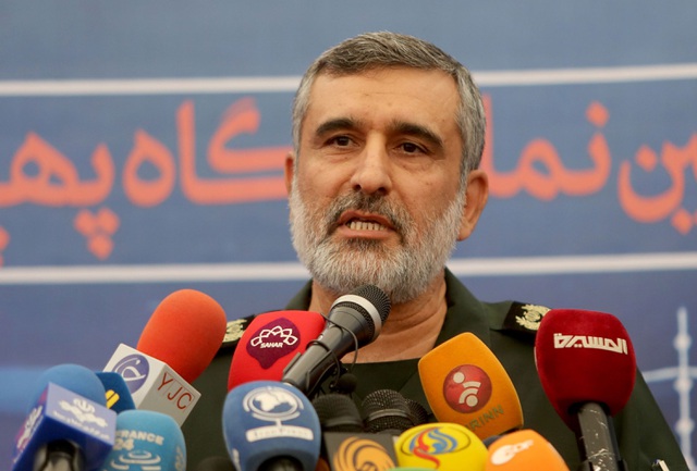 Tư lệnh Lực lượng không gian vũ trụ thuộc Vệ binh Cách mạng Iran Amir Ali Hajizadeh (Ảnh: AFP)
