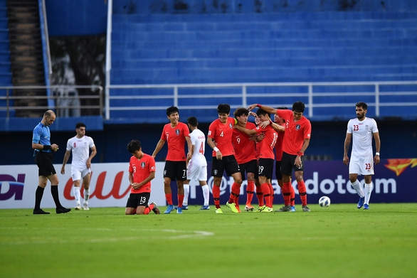 Cho Gue Sung (9) ăn mừng bàn thắng cho U23 Hàn Quốc - Ảnh: AFC