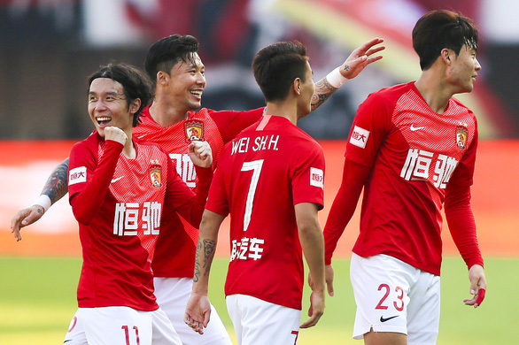Các cầu thủ của CLB Guangzhou Evergrande - đội đương kim vô địch của Chinese Super League - Ảnh: VCG