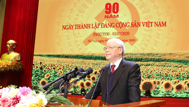   Tổng Bí thư, Chủ tịch Nước Nguyễn Phú Trọng đọc Diễn văn tại Lễ kỷ niệm 90 năm Ngày thành lập Đảng Cộng sản Việt Nam (3/2/1930 - 3/2/2020)