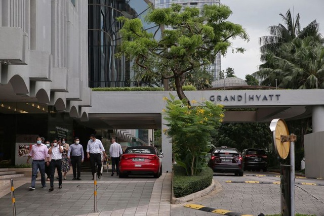 Khách sạn Grand Hyatt tại Singapore, nơi diễn ra hội thảo lây nhiễm virus corona hồi tháng 1. (Ảnh: Straitstimes)